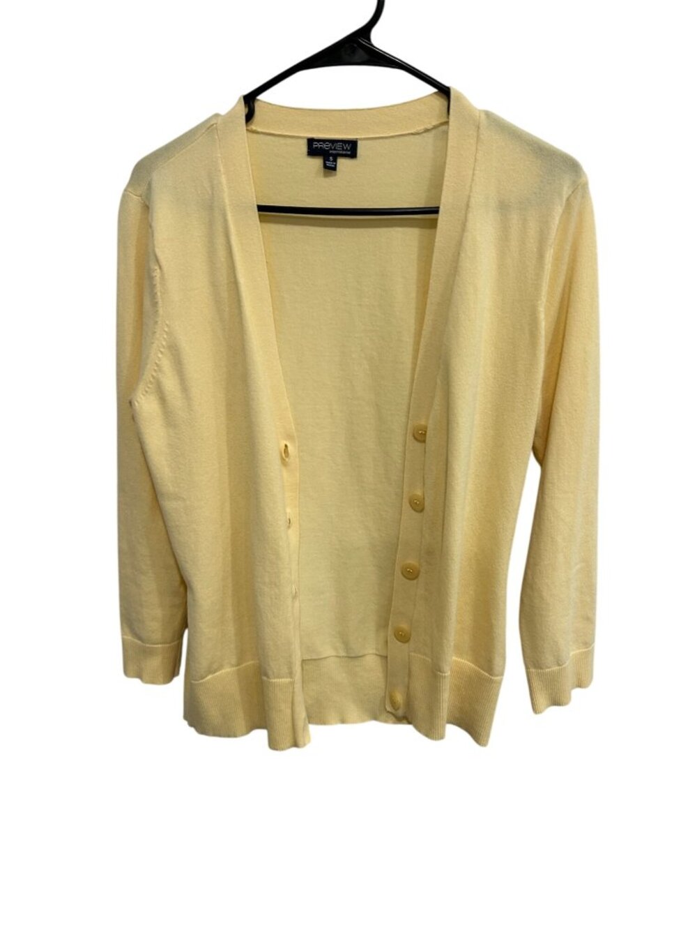 Preview International Button Front Cardigan Sweater Yellow Sz Small Cozy Knit